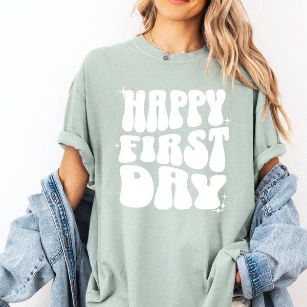 happy first day of school tee (white print)