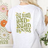 be kind and read books pocket tee