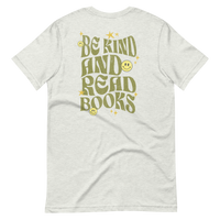 be kind and read books pocket tee